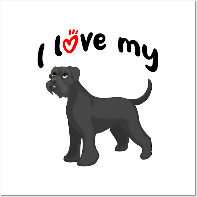 I Love My Schnauzer Dog Wall Art by millersye